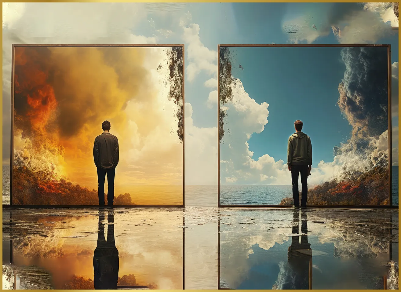 Illustration of a person changing fate through mindset and positive actions for future success